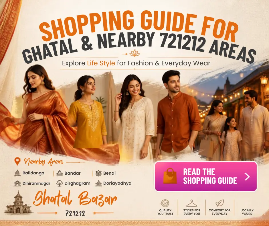 Shopping Guide for Ghatal Bazar and nearby areas including Balidanga, Bandar, Benai, Dihiramnagar, Dirghagram and Doriayodhya - Life Style fashion and everyday wear.